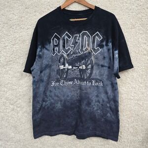 Liquid Blue AC/DC Shirt Men XL Blue Tie Dye For Those About to Rock Graphic Tee